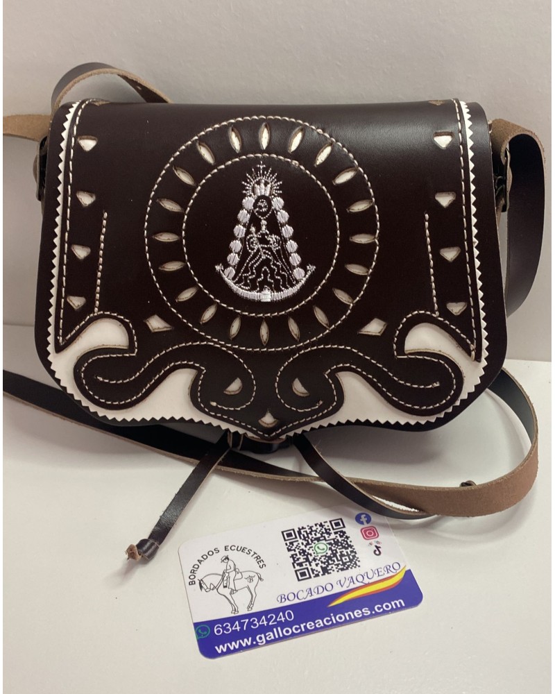Bolso de piel Rociero bordado blanco COMPLEMENTOS