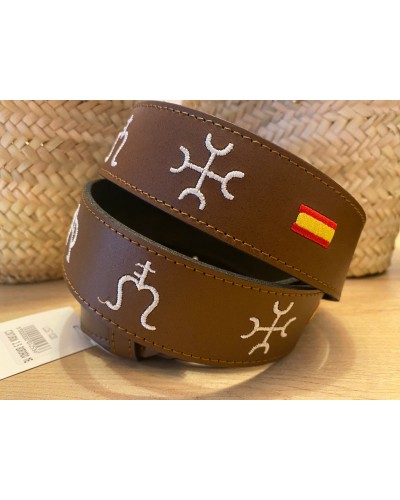 CINTURON PIEL AVELLANA CON HIERROS GANADEROS BORDADOS Inicio