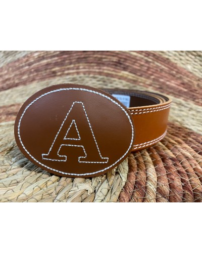 CINTURON PIEL CON INICIAL BORDADA Inicio