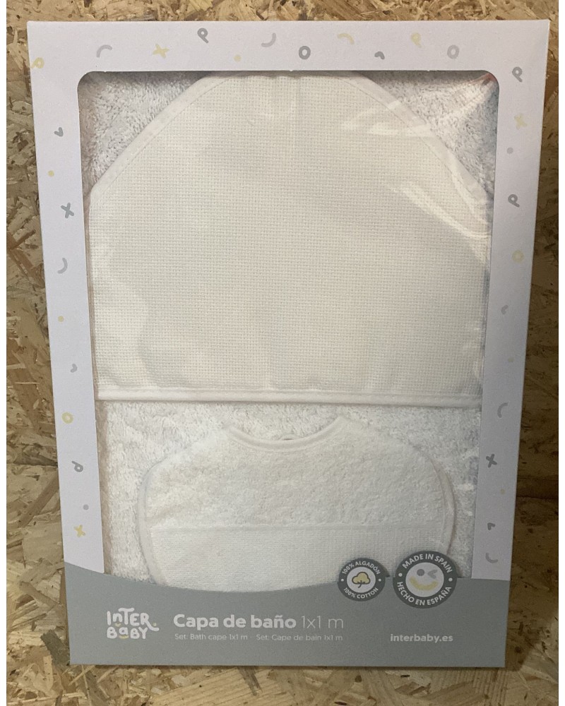 CAPA DE BAÑO Y BABERO. PUNTO DE CRUZ BLANCO. INTERBABY Inicio