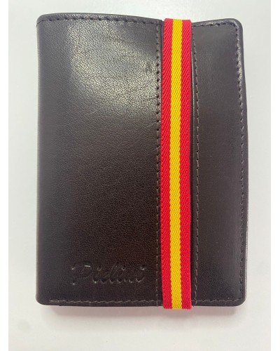 Cartera Marrón Oscura con elástico de bandera Nacional COMPLEMENTOS