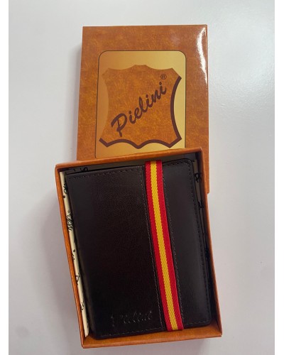 Cartera Marrón Oscura con elástico de bandera Nacional COMPLEMENTOS