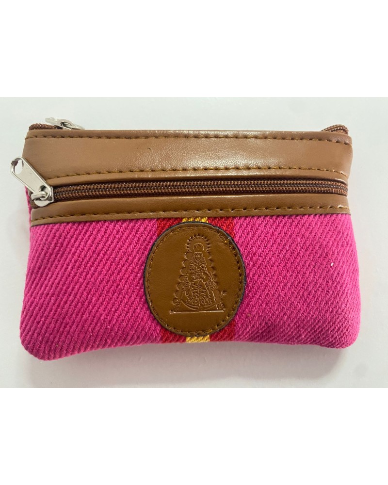 Monedero de loneta y piel rosa COMPLEMENTOS
