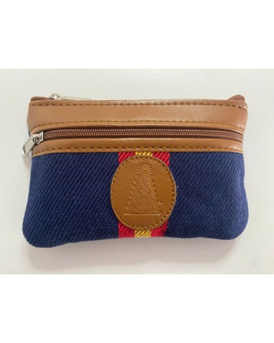 Monedero de loneta y piel azul COMPLEMENTOS