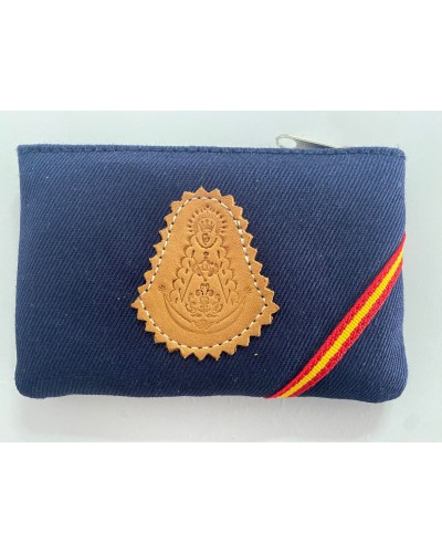 Monedero pequeño de bolsillo loneta y piel azul COMPLEMENTOS