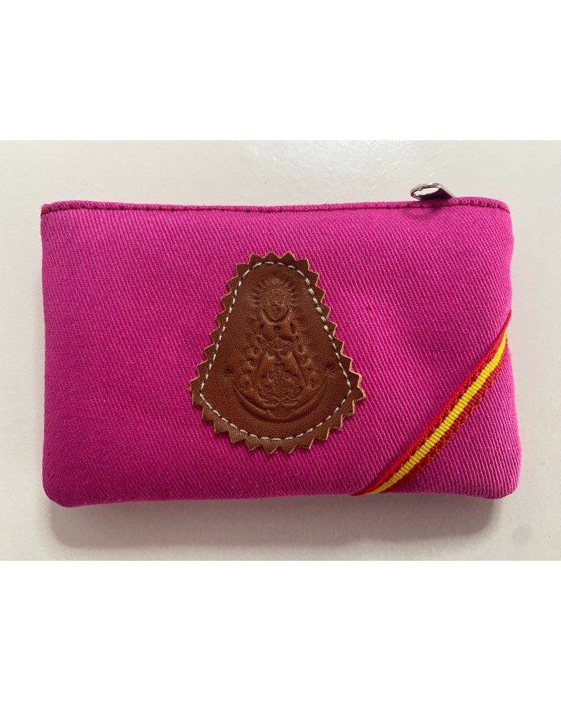 Monedero pequeño de bolsillo loneta y piel rosa COMPLEMENTOS