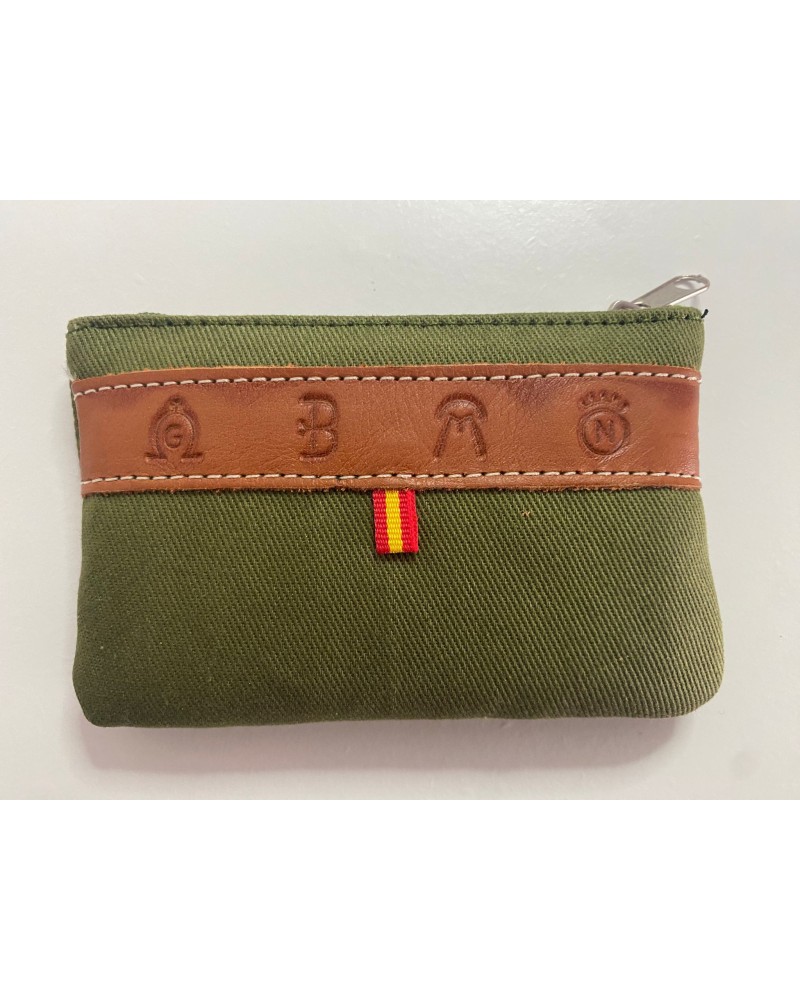 Monedero de Loneta y piel verde COMPLEMENTOS