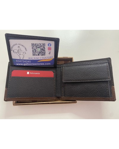 Cartera piel de Ubrique con detalles de hierros taurinos y bandera Nacional COMPLEMENTOS