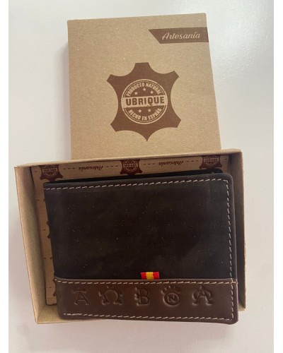 Cartera piel de Ubrique con detalles de hierros taurinos y bandera Nacional COMPLEMENTOS