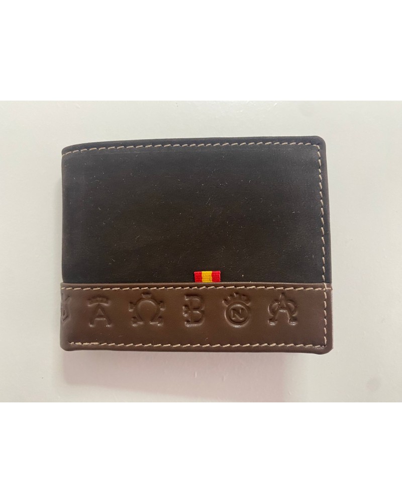 Cartera piel de Ubrique con detalles de hierros taurinos y bandera Nacional COMPLEMENTOS