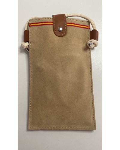 Portamóviles fabricado en piel marrón COMPLEMENTOS