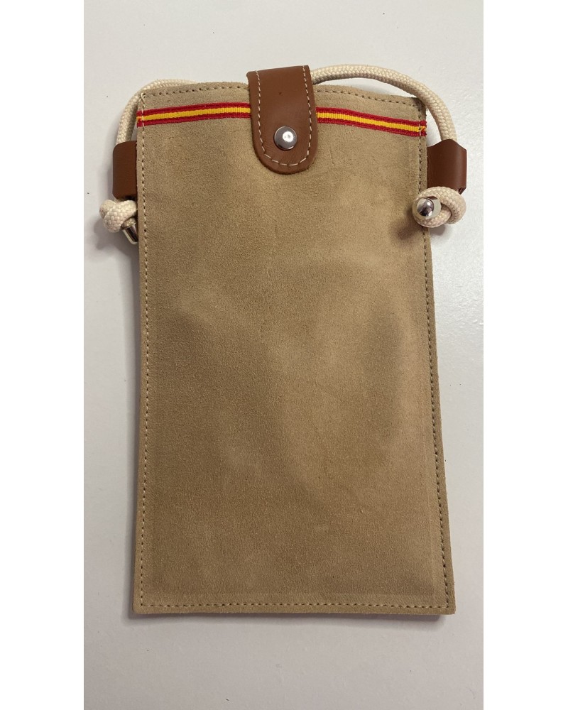 Portamóviles fabricado en piel marrón COMPLEMENTOS