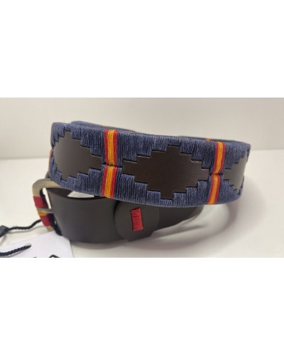 Cinturón de piel con bordados argentino primera calidad azul COMPLEMENTOS