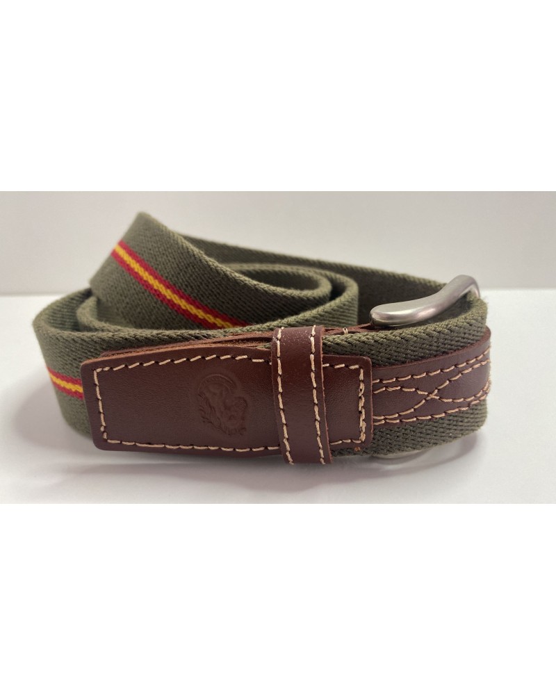 Cinturón elastico y piel con detalles de bandera nacional verde COMPLEMENTOS