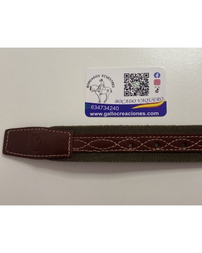 Cinturón elastico y piel con detalles de bandera nacional verde COMPLEMENTOS